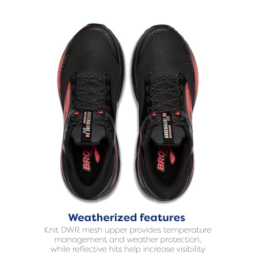 Brooks Women’s Adrenaline GTS 24 Weatherized Supportive Running Shoe - Black/Ebony/Hot Coral - 9 Medium