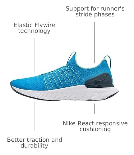 Nike React Phantom Run Flyknit 2 Men's Road Running Shoes (CJ0277-402, Blue Orbit/Vapor Green/Deep Ocean/Blue Orbit) Size 9.5