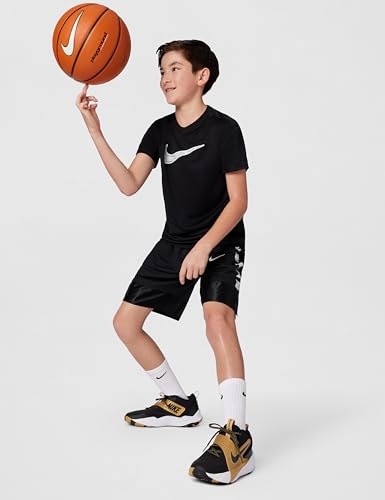 Nike Big Kid's Team Hustle D Basketball Shoes, Black/Black-Metallic Gold-White, 4Y
