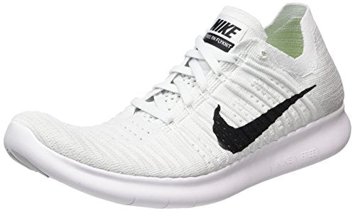 NIKE Men's Free Rn Flyknit Running Shoe White/Black-Pure Platinum 7.5 D(M) US