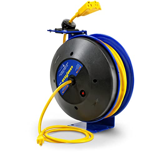 Goodyear Extension Cord Reel Retractable 12AWG x 50' Feet, Steel Single Arm