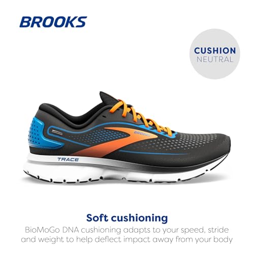 Brooks Men’s Trace 2 Neutral Running Shoe - Black/Classic Blue/Orange - 11.5 Medium