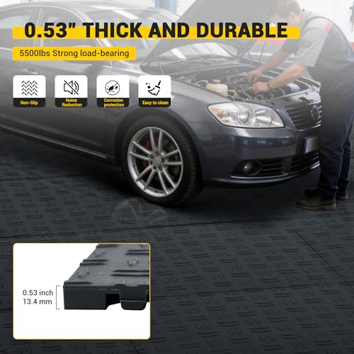 100 Pack 12"X12" Interlocking Garage Floor Tiles,Double-Sided Non-Slip Flooring, Heavy Duty PVC Garage Flooring Tiles Covering for Basement, Workshop & Repair Shop,Black