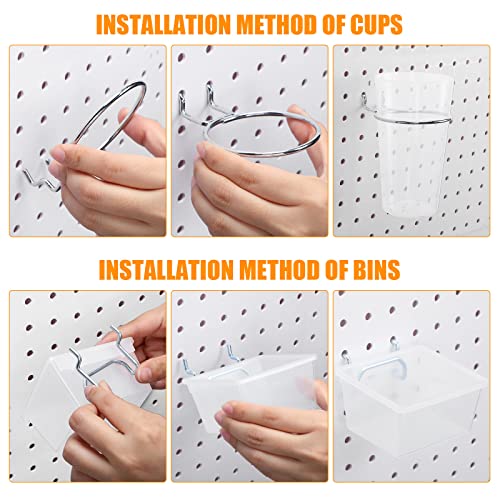 95-Piece Pegboard Accessories Set with Hooks, Cups, Wire Shelf, Tissue Box, Clothes Board for Garage, Workshop (Clear)