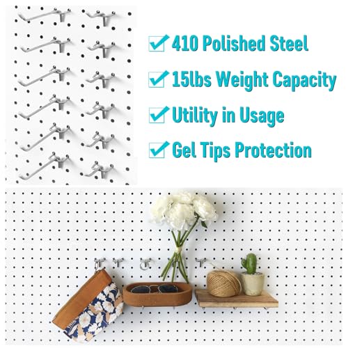Pegboard Organizers, Peg Board Baskets Clear Cups Multiple Hooks 33 Pack