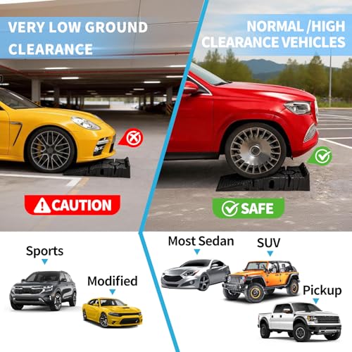 GETTKAOR Portable Plastic Car Ramps - 6600Lbs Capacity Non-Slip Low Profile Car Ramps for Oil Changes,Vehicle Ramps for Tire Replacement & Chassis Maintenance-SUV/Pickup/Sedan,2-Pack.