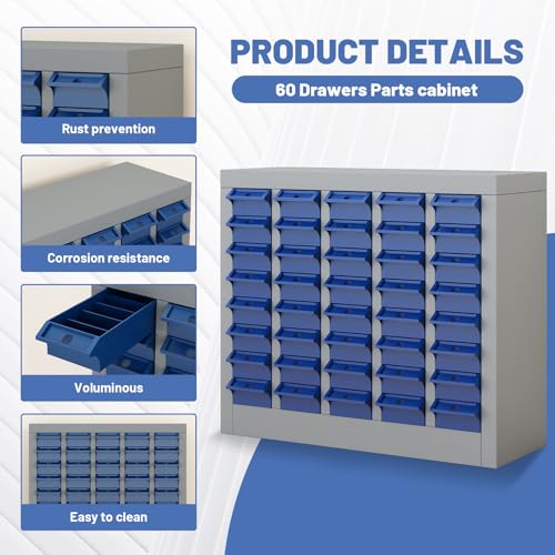 Hymula 40-Drawer Parts Storage Cabinet – Multi-Purpose Organizer for Screws, Bolts, Nails, Craft Supplies, Legos, Makeup & Tools – Compact Plastic Drawer Unit for Garage, Workshop, Classroom & Home