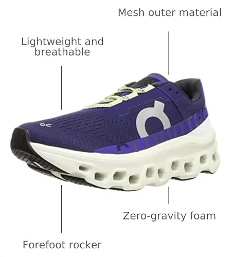 On Men's Cloudmonster Sneakers, Acai/Aloe, 11.5