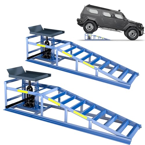 2 Heavy-Duty Car Ramps, 5-Ton (5000 kg) Capacity,with Reflective Strip