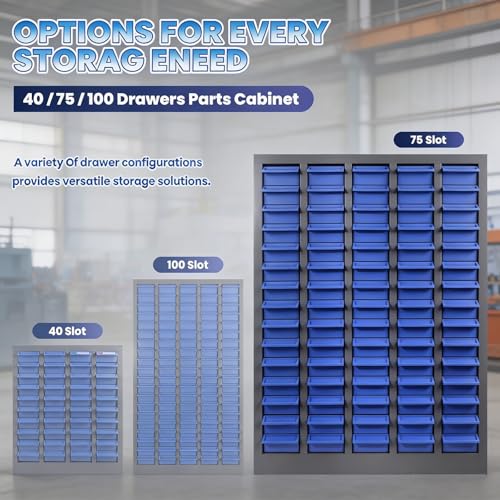 75 Drawers Parts Cabinet Bolt and Nut Tool Storage Cabinet, ABS Material Hardware Organizer, Part Drawer Bolt Bin with Shelf and Label, Tool Organizer Bolt Bins Organizer for Shop (75 Drawers)