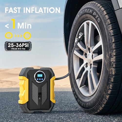 Digital Air Compressor for Car Auto Pump Portable Tire Inflator with LED Light DC 12V