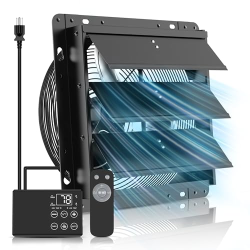 Windigaga 8'' Upgraded Shutter Exhaust Fan with Thermostat & Remote, 760CFM