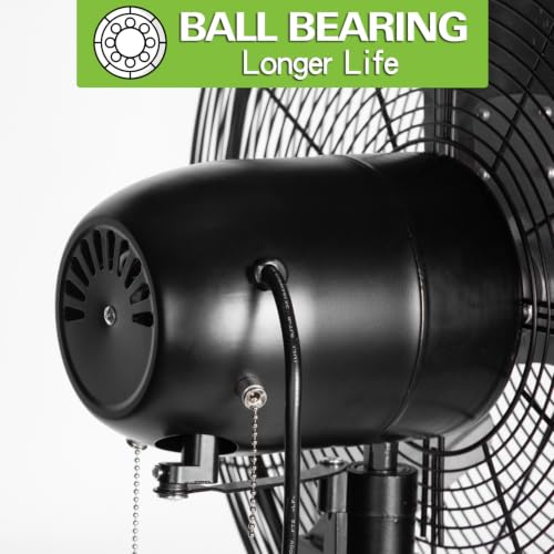 hykolity 24" High Velocity Pedestal Oscillating Fan, 6450 CFM 3-Speed Heavy Duty Industrial Metal Standing Fan with Aluminum Blades and Adjustable Height for Warehouse and Garage