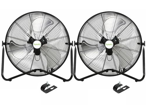 hykolity 4600 CFM 20" High Velocity Floor Fan, 3-Speed Heavy Duty Metal Fan with Wall-Mounting System, Industrial Shop Fan for Commercial, Garage, Greenhouse, 2 Pack
