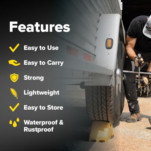 Camco Trailer Aid Plus - 5 1/2" Lift Tandem Tire Trailer Ramp - Quickly Change RV & Trailer Tires Without Unloading Cargo - Trailer & RV Accessories for Easier Hauling - Yellow (21002)