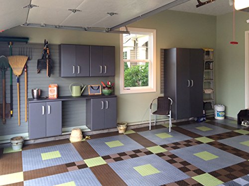 Big Floors RaceDeck Garage Floor Tiles, Interlocking Garage Flooring, CircleTrac Non-Slip Heavy-Duty Copolymer Modular Tile, Easy Install (Beige, 24 Pack of 12 x 12" Tiles, 24 Sq Ft)