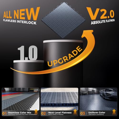 CAMMOO Upgraded V2.0 Garage Floor Tiles 12"x12", Graphite Gray