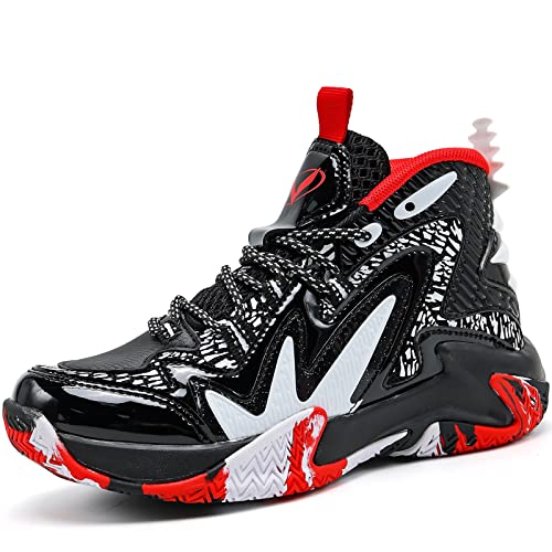 JMFCHI Boys Basketball Shoes Kids High-top Sneakers Non-Slip Cushion