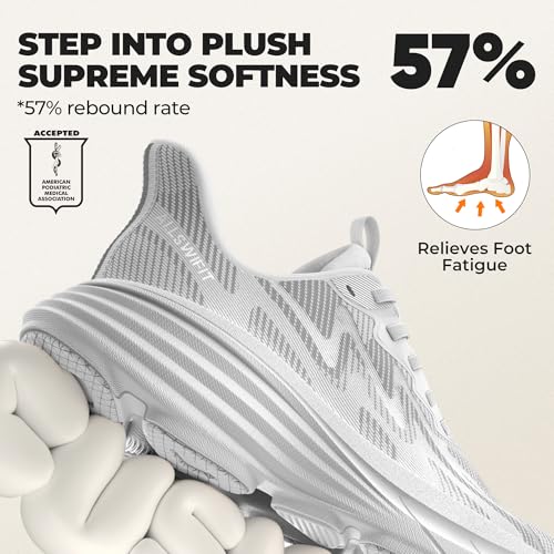 ALLSWIFIT Women's Slip On Walking Shoes Hands-Free Cushion Running Tennis ActiveSolid Non-Slip Comfortable Workout Gym Athletic Fashion Sneakers,Size 8,White,AWUMRS2512