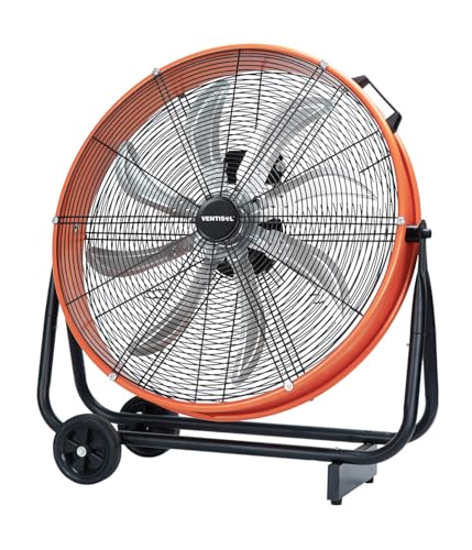VENTISOL 24 Inch High Velocity Drum Fan, 9500 CFM Industrial Fans Heavy Duty, 3-Speed Shop Fan, Large Metal Floor Fan for Garage, Warehouse, Outdoor, Commercial, 8 Blades