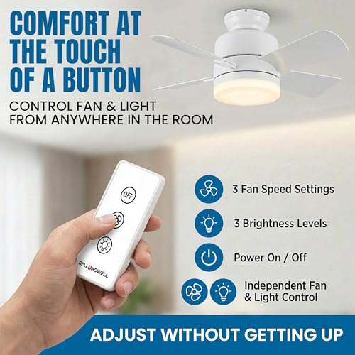 Bell+Howell Socket Breeze 15.4" Socket Fan Light with Remote Control
