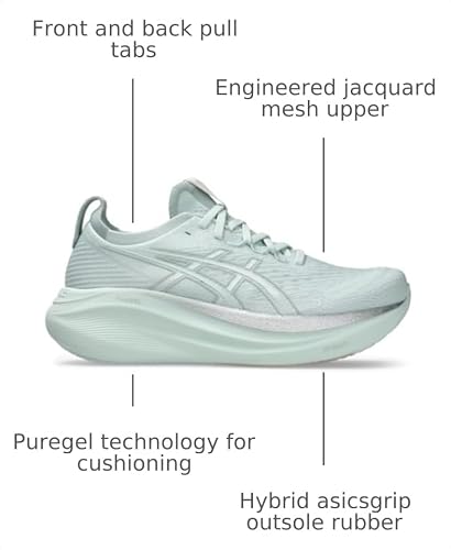 ASICS Women's Gel-Nimbus 27 Running Shoes, 11, Pure Aqua/White