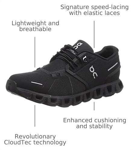 On Men's Cloud 5 Sneakers, Black/Black, 10.5