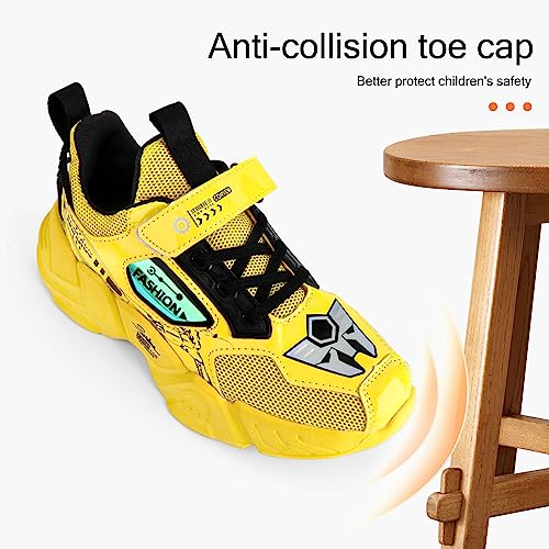 WZRUISEN Boys and Girls Leisure Sports Basketball Hiking Shoes Yellow 12 Little Kid