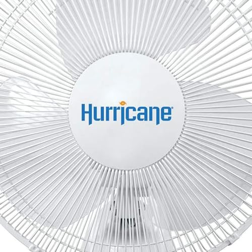 Hurricane Supreme Oscillating Wall Fan, 3 Speeds, White - 16in