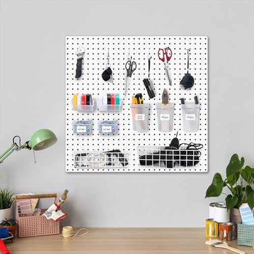 95-Piece Pegboard Accessories Set with Hooks, Cups, Wire Shelf, Tissue Box, Clothes Board for Garage, Workshop (Clear)