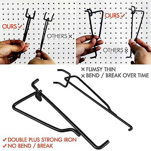 Pegboard Shelf Hooks, 10 Pack 8" Black Peg Board Brackets, Heavy Duty Steel