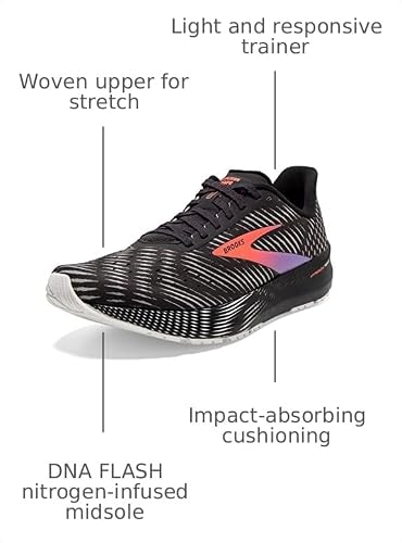 Brooks Women's Hyperion Tempo Road Running Shoe - Black/Coral/Purple - 7.5 Medium