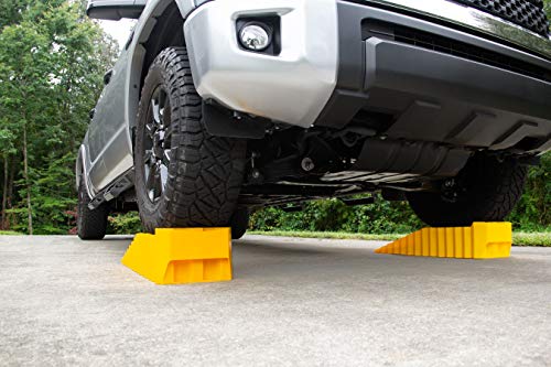 Camco Car Ramps/Truck Ramps - Low Profile Car Ramps - Features 7-Inches of Lift - Use as Car Ramps for Oil Changes, Car Lifts for Home Garage & More - 3,500 lb Capacity per Ramp - 2-Pack (44558)