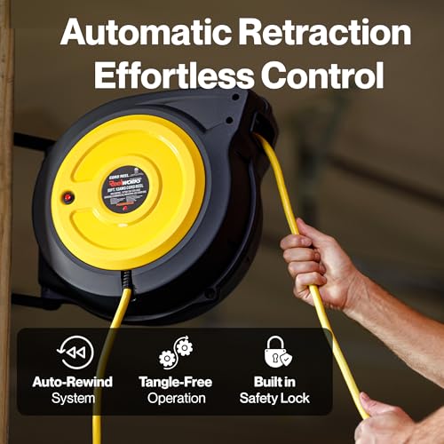 ReelWorks Extension Cord Reel Retractable 12AWG x 50' Foot