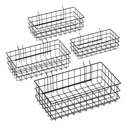 NOEAIKE 4 Pack Metal Pegboard Baskets Organizer Hooks for Garage Workshop
