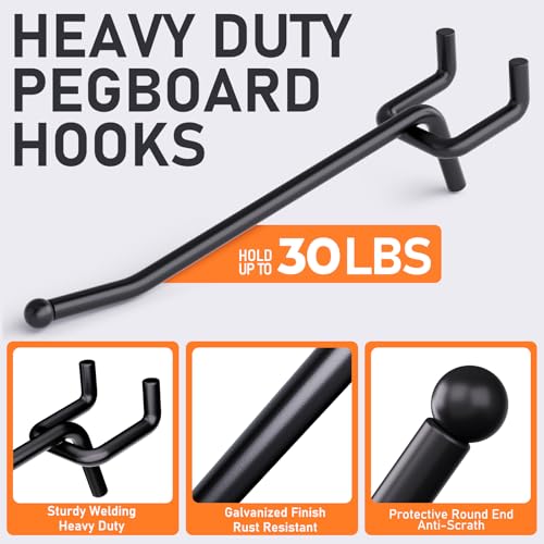 INCLY 36 Pack 4/6/8 Inch Heavy Duty Pegboard Hooks for Hanging Tools