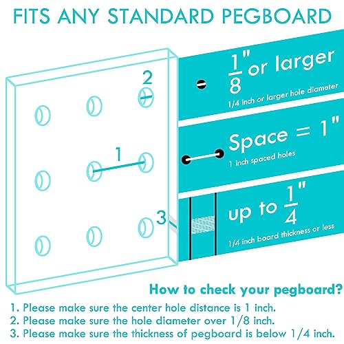 Pegboard Baskets With Hooks, 3 Pack Peg Board Wall Organizer Set (Black)