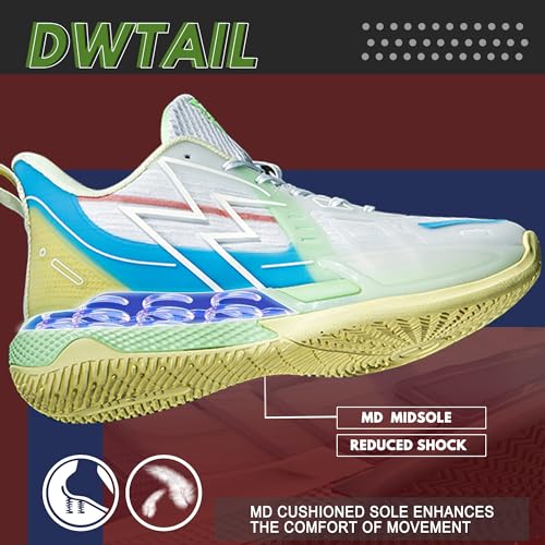 CJSPORX Men Women Basketball Shoes Breathable Non Slip Outdoor Fashion Sneakers White&Green-6 Size 5.5-1