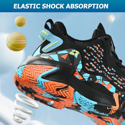 ZHNSHM Men's Basketball Shoes Fashion Non-Slip High-Top Sneakers Comfortable Breathable Training Running Sport Volleyball Shoes Black