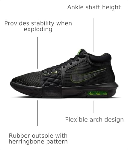 Nike Men's Basketball Shoes, Black White Volt, 9.5 US