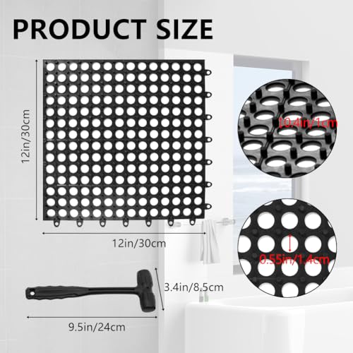 24 Pack Garage Floor Tiles, 12x12 Inch Interlocking Drainage Tiles Non-Slip