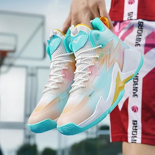 Women's Men's Basketball Shoes Sneakers Fashion Volleyball Breathable Comfortable Non Slip Lace Up Sport Outdoor Training Shoe Unisex Adult Green Size 9