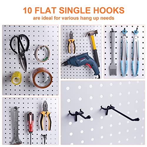 Pegboard Organizer Accessories 18 Pack, Peg Board Hooks Assortment (Black)