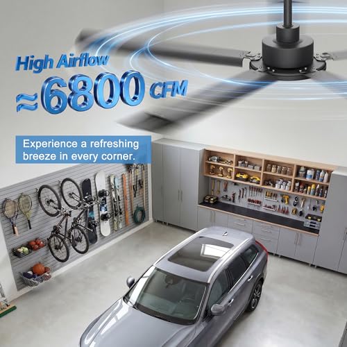 Ohniyou 60'' Industrial Ceiling Fan No Light for Patio, Porch, Black