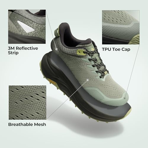 NORTIV 8 Men's Trail Running Shoes Wide Toe Box,Light Green,10