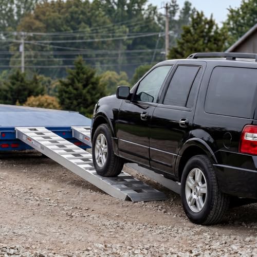 VEVOR Aluminum Trailer Ramps, 2PCS 96 x 15 in, Heavy-Duty Truck Ramp Set, 10000LBS Combined Capacity ATV Loading Ramps for Pickup Trucks, Motorcycles, Lawn Mowers, Cars, Farm Tractors, Carts