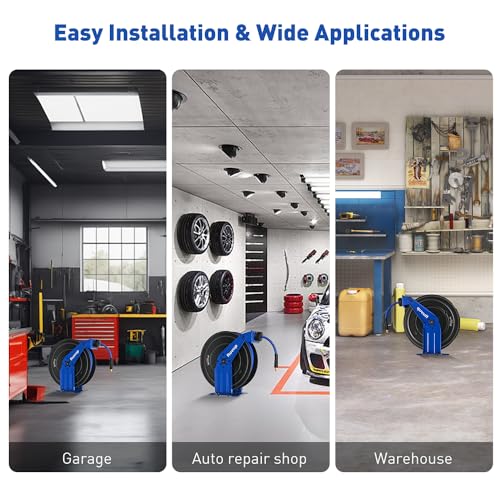 Ruvup Air Hose Reel 3/8"x75ft Auto Retractable Air Compressor Tool HoseReel