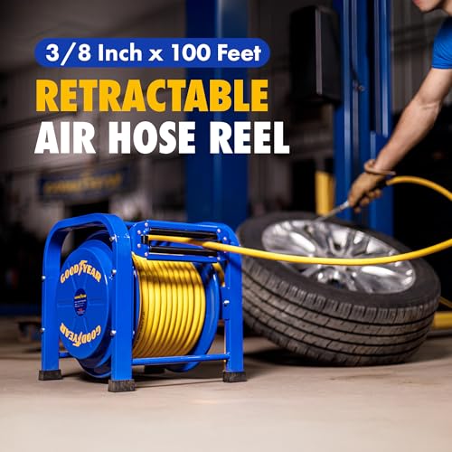 Goodyear Retractable Air Hose Reel, 3/8" x 100 Feet, 300 PSI