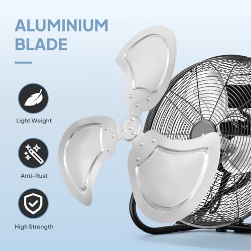 ROVSUN 16inch Heavy Duty Floor & Wall Mount Fan, 2-in-1 High Velocity Industrial Metal Fan with 3-Speed, Adjustable Tilt & Wall-Mounting System, Ideal Cooling for Gym, Workshop, Garage and Warehouse
