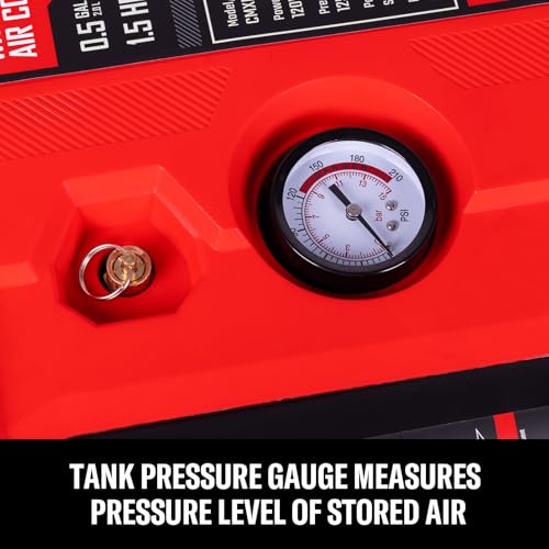 CRAFTSMAN Tire Inflator, All in One Wall Mount Air Compressor Oil-Free with Retractable 30ft Air Hose and Pressure Regulator, Great for Tire Inflation, Brad/Stapler, Finishing Jobs,1.5HP 125PSI